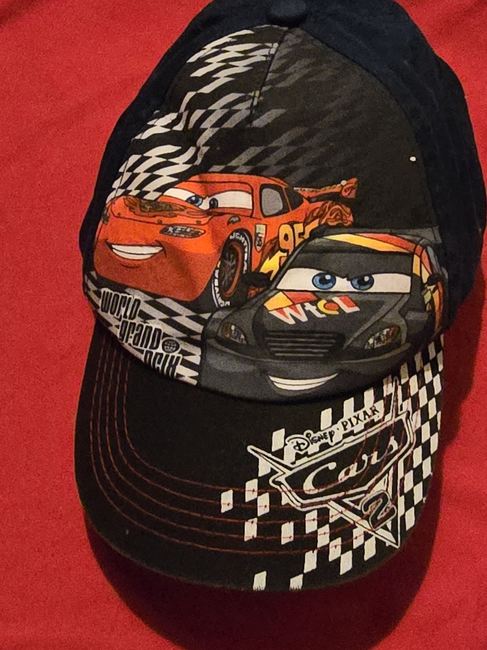 Kids Size Cars 2 Black & Red Kids Baseball Cap
